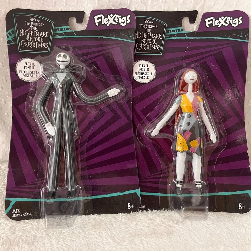 Disney The Nightmare Before Christmas Flexfigs Jack Skellington & Sally Figures